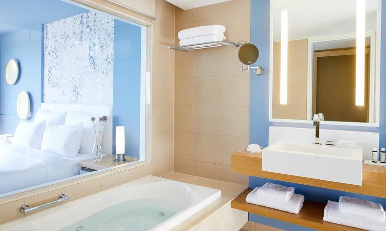 Lindos Blu Luxury Hotel room bathroom
