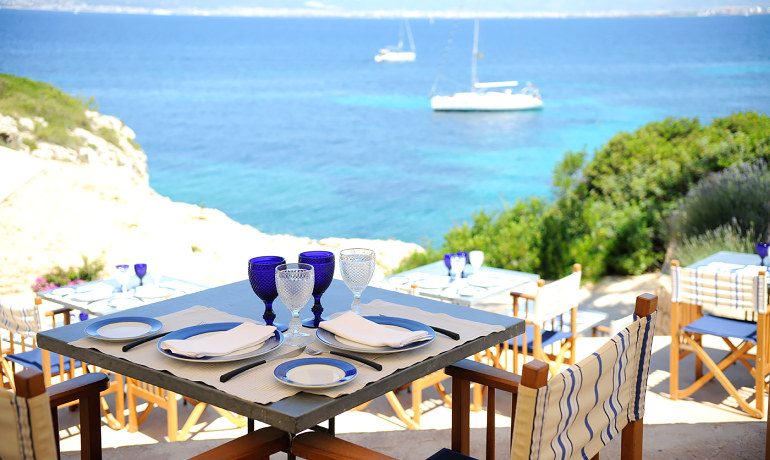 Cap Rocat hotel Sea Club open-air restaurant view